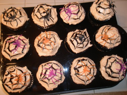 Spider web cupcakes (close-up)